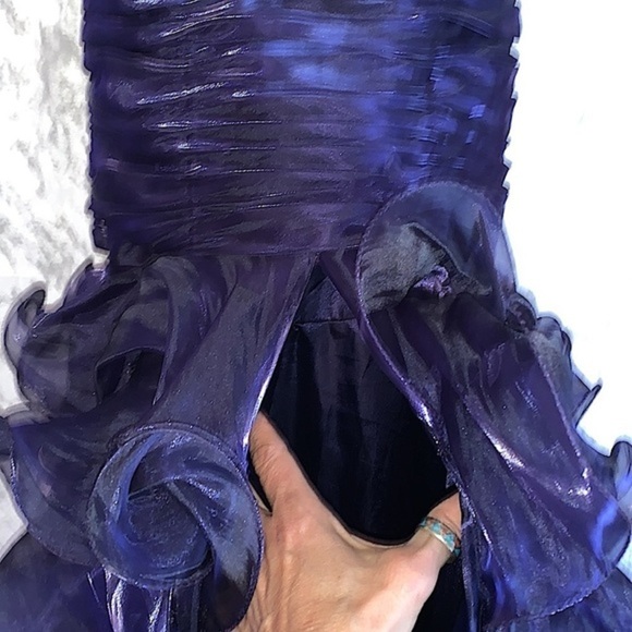 Strapless Flamenco Gown Royal Blue w/Sequin Accent Size 0 Open Lace Up Back - Picture 8 of 11